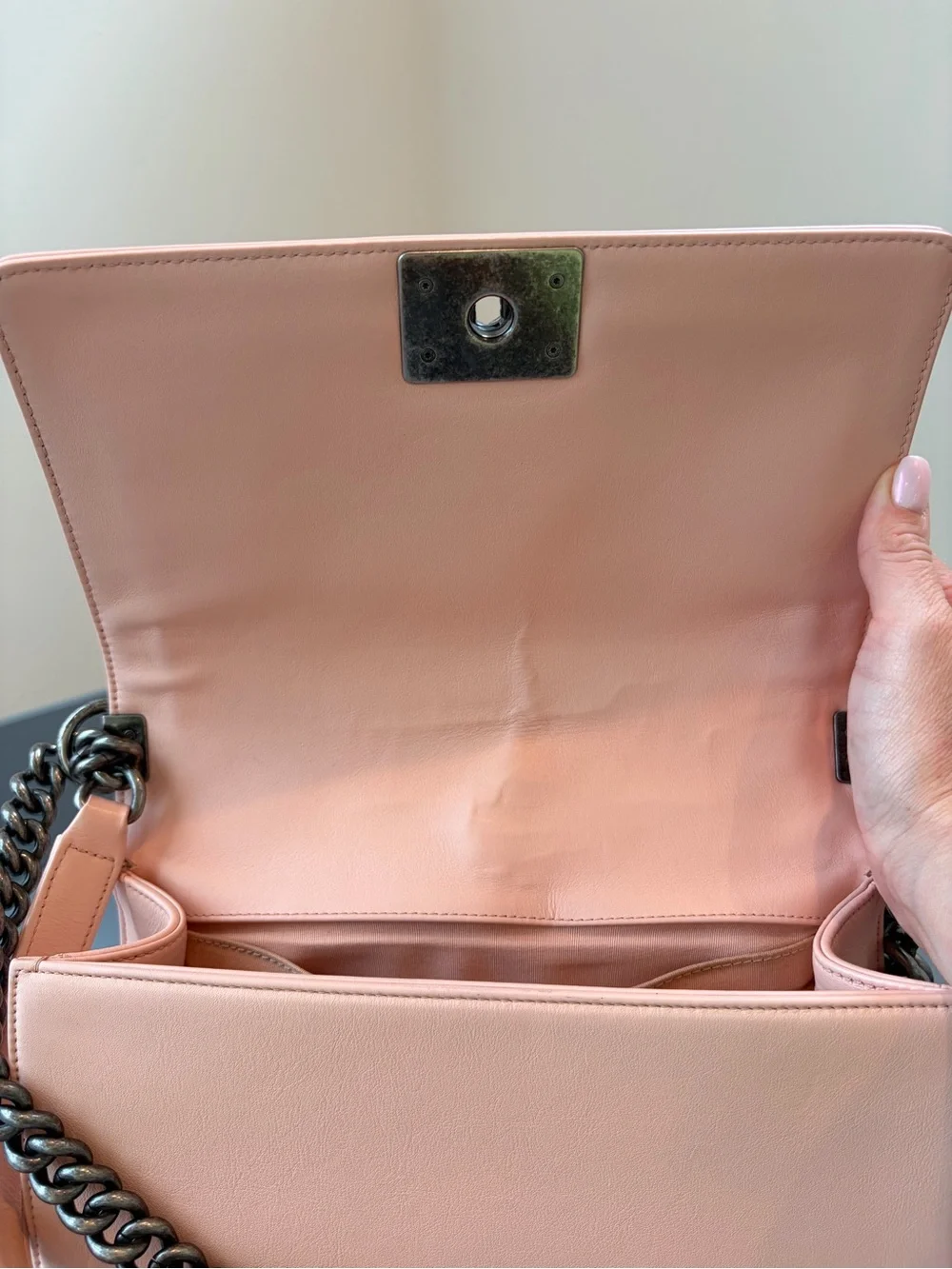 CHANEL Soft Peach Leather Shoulder Bag